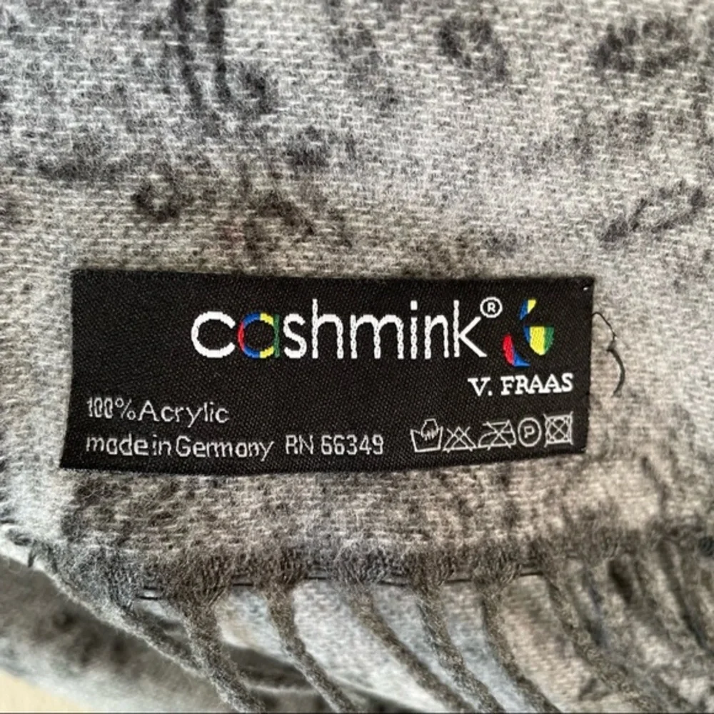 Cashmink V. Frass Soft Acrylic Fringed Black and‎ Gray Scarf - Picture 8 of 8